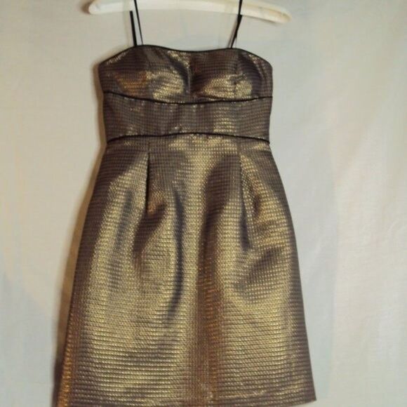 Max and Cleo Metallic Gold/Black Womens Special Event Dress Size 2 - Picture 1 of 6